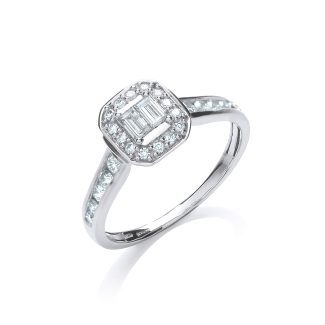 18ct White Gold Baguette Set 0.55ct Diamond Dress Ring-0