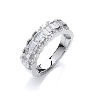 18ct White Gold with 0.75ctw Diamond Set Half Eternity Ring-0