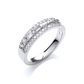18ct White Gold Claw Set 0.50ct Diamond Half Eternity Ring-0