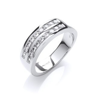 18ct White Gold Briliant Cut 0.50ctw Diamond Half Eternity Ring-0