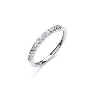 18ct White Gold Claw Set 0.20ctw Diamond Half Eternity Ring-0