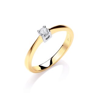 9ct Yellow Gold Elite 0.10ct Dimaaond Solitaire Engagement Ring-0