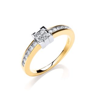 9ct Yellow Gold Elite 0.33ct Princess Cut Centre Diamond Engagement Ring-0