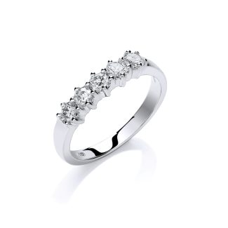 18ct White Gold with 0.50ct 5 Stone Diamond Eternity Ring-0