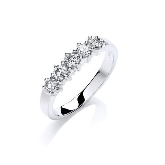 9ct White Gold Fine 0.50ct 5 Stone Diamond Eternity Ring-0