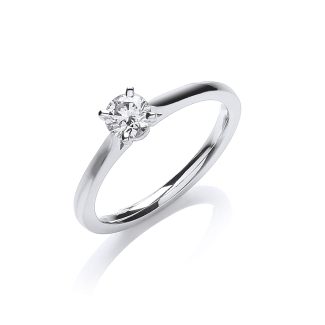 18ct White Gold Certified 0.30ct Diamond Solitaire Ring-0