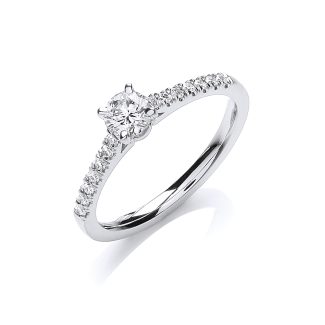 18ct White Gold 0.45ctw Diamond Certified Solitaire Ring-0