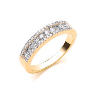 18ct Yellow Gold 0.50ct GH-SI Diamond Half Eternity Ring-0