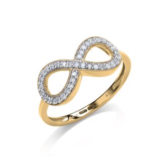 9ct Gold 0.20ct Diamond Infinity Dress Style Ring-0