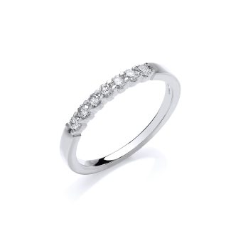 9ct White Gold Stylish 0.25ct Diamond Stone Half Eternity Ring-0
