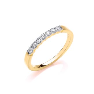 9ct Yellow Gold Fine 0.25ct Diamond Half Eternity Ring-0