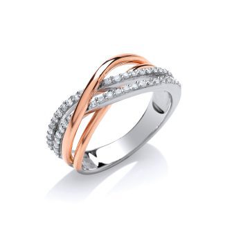 9ct White Gold & Rose Gold with 0.33ct Diamond Dress Ring-0