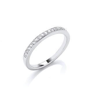18ct White Gold Elegant 0.14ct Diamond Half Eternity Ring-0