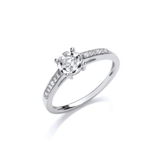 9ct White Gold Elegant 0.15ct Diamond Stone Solitaire Engagement Ring-0