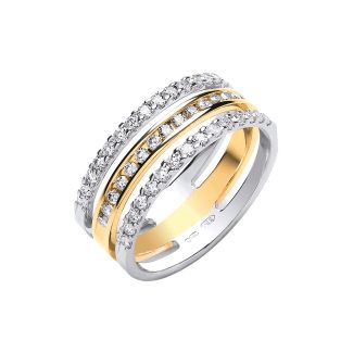 18ct 2 Colour White & Yellow Gold 3 Band 0.50ct Diamond Ring-0