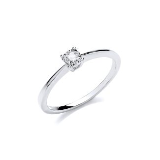 9ct White Gold Premium 0.10ct Diamond Stone Solitaire Engagement Ring-0