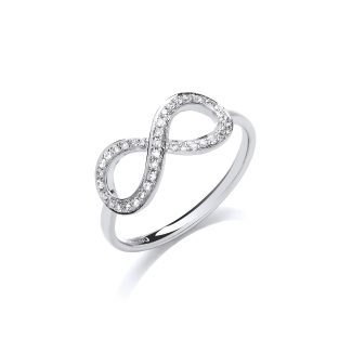 9ct White Gold 0.13ct Diamond Stone Infinity Dress Ring-0
