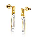 9ct Yellow & White Gold Greek Key Style Drop Earrings 4mm-0