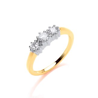 9ct Yellow Gold 0.50ct Diamond Stone Trilogy Ring-0