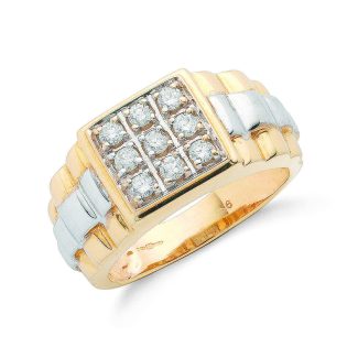 9ct Yellow Gold 0.50ct 9 Stone Fancy Link Gents Diamond Ring-0