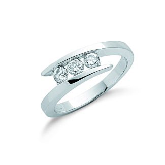 9ct White Gold 0.50ct Diamond Stone Trilogy Ring-0