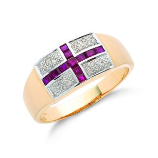 9ct Yellow Gold 0.1ct Diamond & 0.70ct Ruby Saint George Ring-0