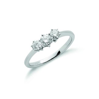 18ct White Gold 0.50ct Diamond Stone Trilogy Ring-0