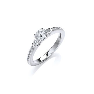 18ct White Gold 0.70ct Diamond Stone Fancy Trilogy Ring-0