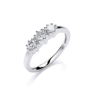 18ct White Gold 0.50ct Diamond Stone Trilogy Ring-0