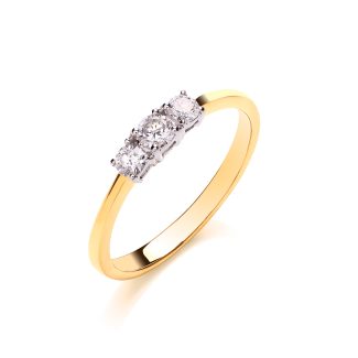 18ct Yellow Gold 0.33ct Diamond Stone Trilogy Ring-0