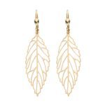 9ct Gold Fancy Leaf Design Drop Earrings 14mm-0
