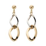 9ct Yellow & White Gold Fancy Design Drop Earrings 11mm-0