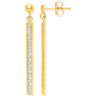 9ct Yellow Gold Glitter Style Drop Earrings 3mm-0