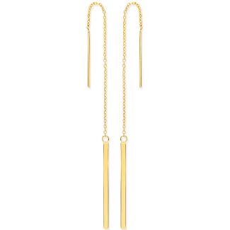 9ct Yellow Gold Chain Drop Threader Earrings 2mm-0
