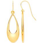 9ct Yellow Gold Hollow Open Style Drop Earrings-0