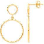 9ct Yellow Gold Circles Open Drop Earrings-0
