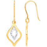 9ct Yellow & White Gold Rhombus Shaped Hook Earrings-0