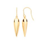 9ct Yellow Gold Elongated Drop Design Fish Hook Earrings-0