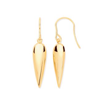 9ct Yellow Gold Elongated Drop Design Fish Hook Earrings-0